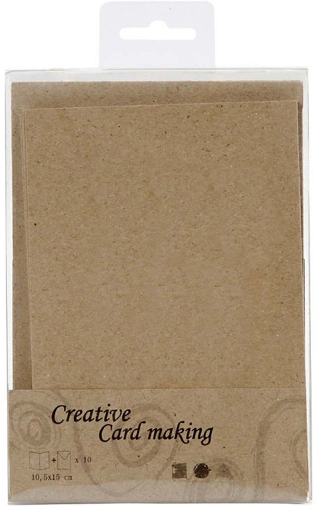 Creativ Firmenkarten und Umschläge, Kartengröße 10,5x15 cm, Umschlaggröße 11,5x16,5 cm, natur, 10er Set 1 Box