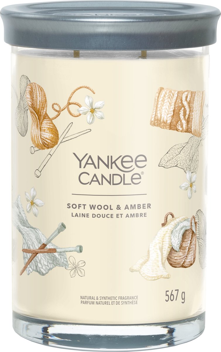 Yankee Candle – Duftkerze aus weicher Wolle, Bernstein, großes Glas – 100 Brennstunden – zwei Dochte