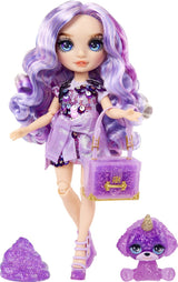 Rainbow High klassische Modepuppe – 28 cm – violett (lila) – mit Schleim-Set und Tier