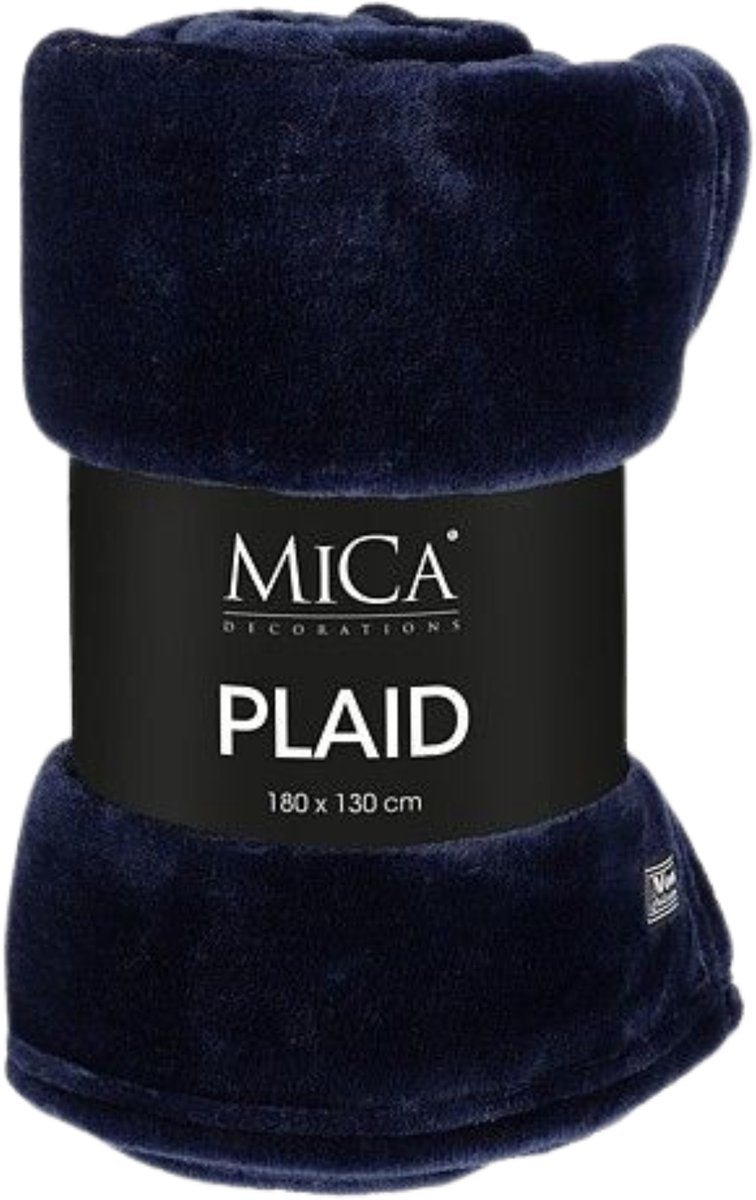 Mica decorations famke fleece plaid - l180 x b130 cm - donkerblauw