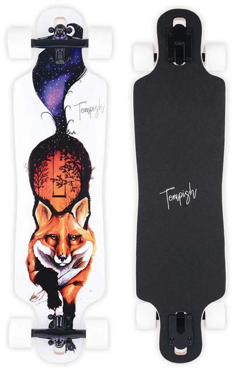 Longboard Fox 82,5x21,5 cm Holz weiß schwarz