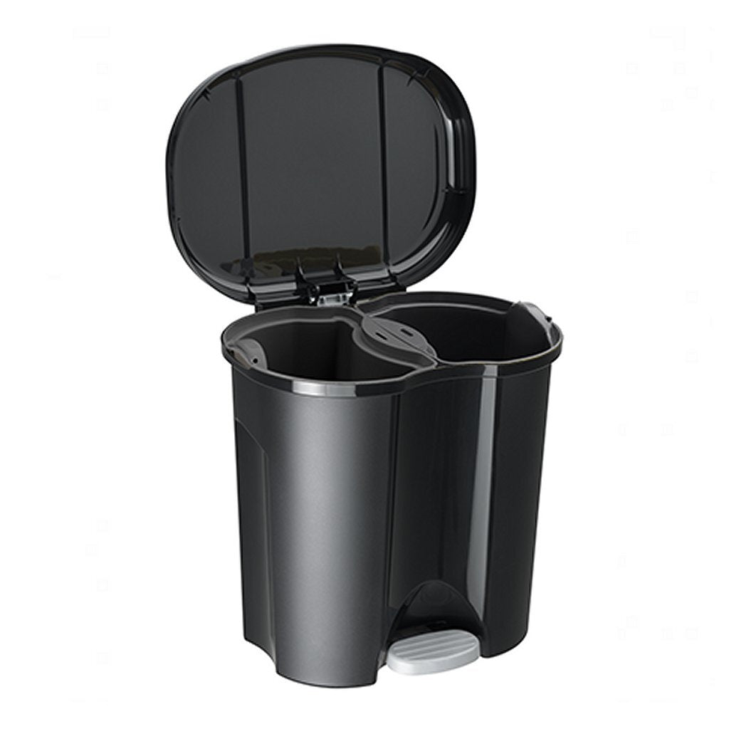 Rotho Duo Pedal Bin 2x10l Black