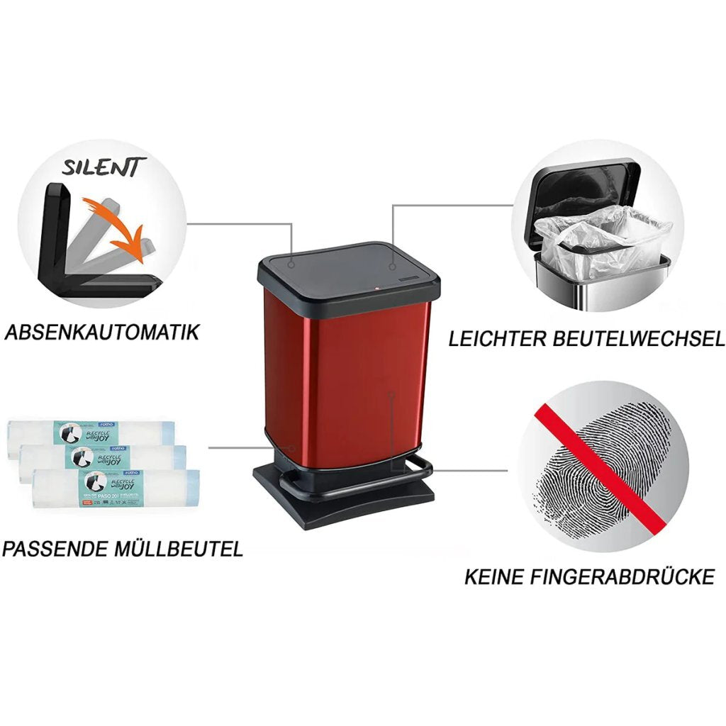 Rotho Paso Treteimer 20l rot metallic