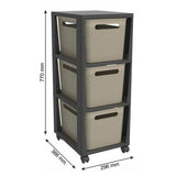 Rotho Pina Kommode mit 3 Schubladen 77x36,6x29,6 cm Cappuccino-Anthrazit