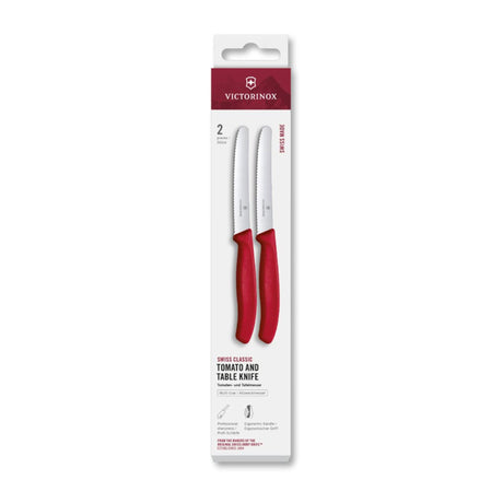 Victorinox Tafelmesser 2tlg. Wellenschliff 11cm rot