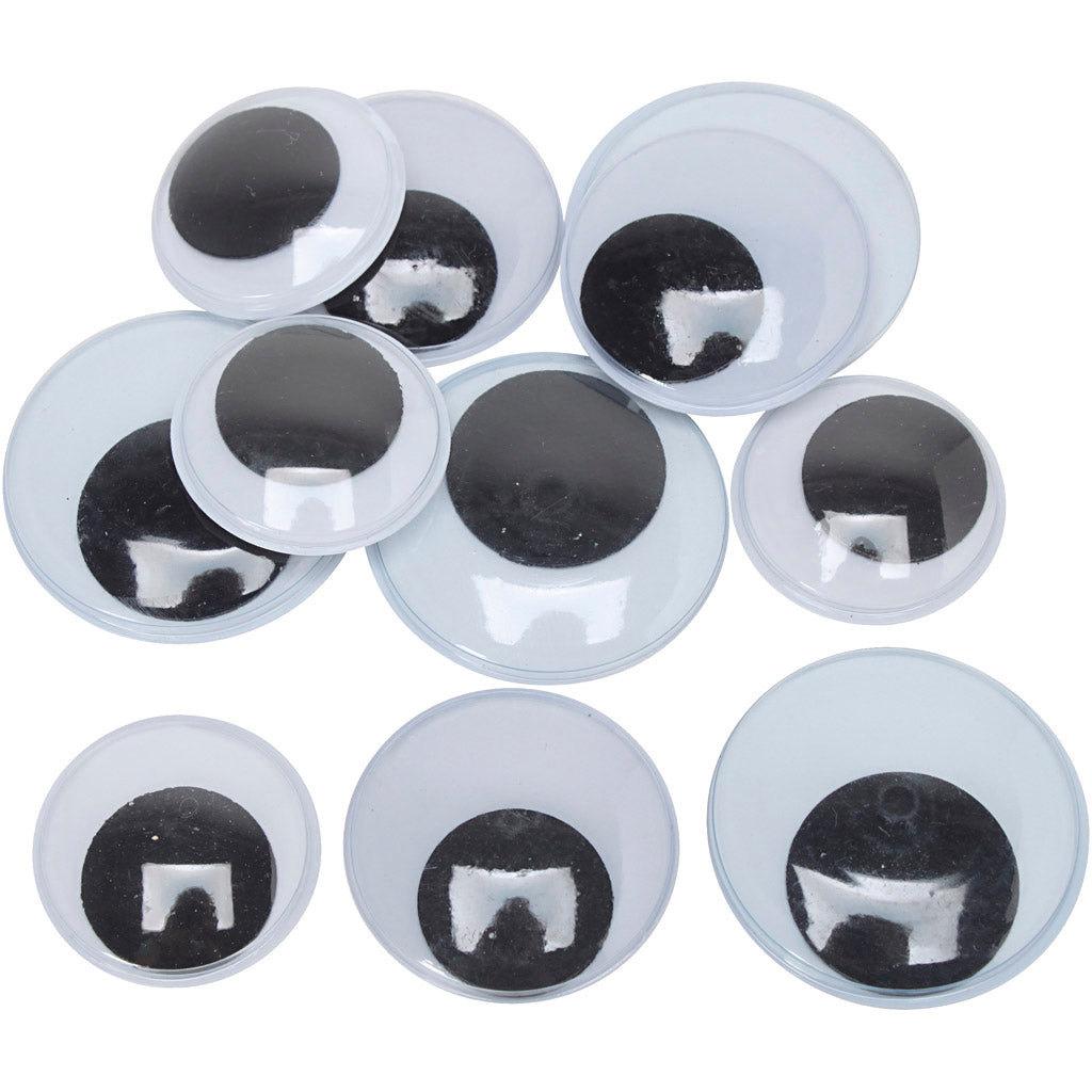 Creativ Company Kulleraugen, Größe 30+35+40 mm, Maxi, 150 Paar, 300 Stück 1 Box