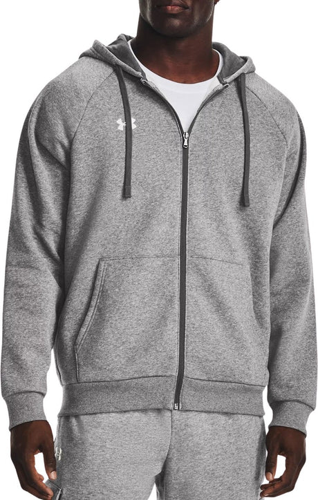 Under Armour UA Rival Fleece FZ Hoodie-Gry Herren-Sportpullover – Castlerock Light Heather – Weiß