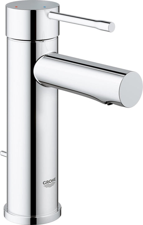 Grohe Essence neue Waschtischarmatur – niedriger Auslauf – mit Zugstangen-Ablaufgarnitur – Chrom – wassersparend