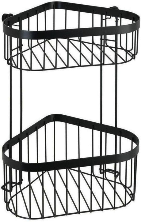 Wenko Duschregal Ecke 2-lagig Classic Plus Schwarz Mattschwarz 24x33cm - Duschkorb