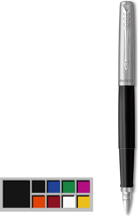 Parker Jotter Originals Füllfederhalter | klassisches schwarzes Finish | mittlere Feder | blaue und schwarze Tinte