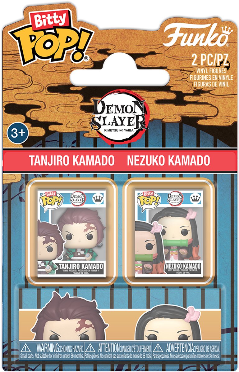 Demon slayer tanjiro kamado nezuko kamado (bitty pop!) vinylfiguren (set van 2) unisex funko bitty pop! - neutraal - standard