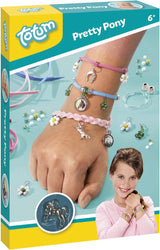 Totum Pretty Pony – Bastelset zur Herstellung von Pferdeschmuck – Bettelarmbänder mit Hufeisen- und Pferdeanhängern herstellen – kreatives Spielzeug-Bastelset für Mädchen – Geschenktipp