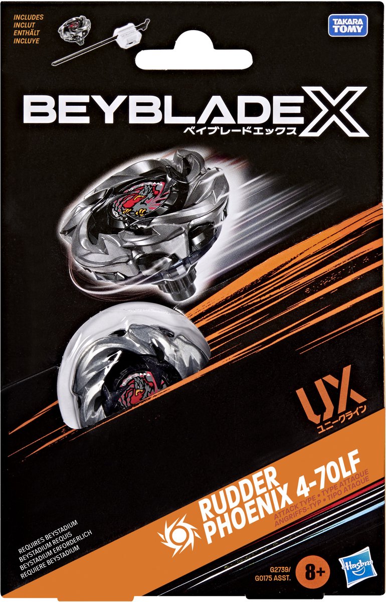 Beyblade x rudder phoenix 4-70lf ux starterpack - tol en launcher