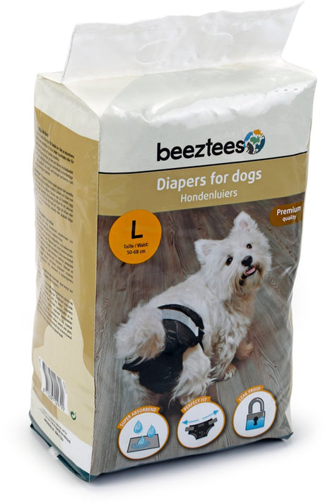 Beeztees hondenluiers l - loopsheidbroekje hond - zwart - 10st