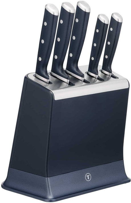 Tefal Eversharp K297S644 – Messerset – 5-teilig – Messerblock mit integriertem Schärfer – selbstschärfend – Edelstahl
