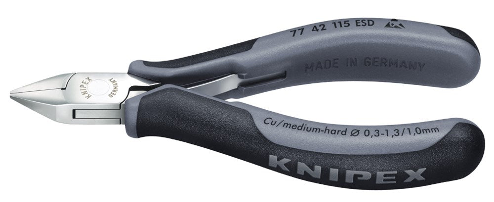 Knipex Elektronik-Seitenschneider ESD mit Mehrkomponentengriffen 115 mm - 7742115ESD