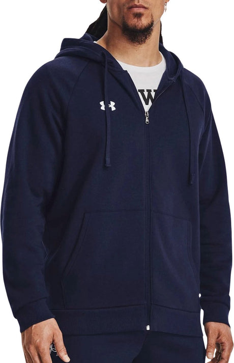 Under Armour UA Rival Fleece FZ Hoodie Herren-Sportpullover – Marineblau – Weiß