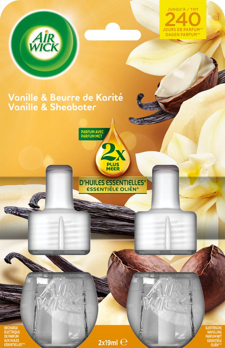 Air Wick elektrischer Lufterfrischer Vanille-Sheabutter – Nachfüllduo 2 x 19 ml