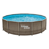 Sommerwellen-Schwimmbecken Elite-Rahmen 427 x 107 cm dunkles Dreifachkorbgeflecht + Filterpumpe