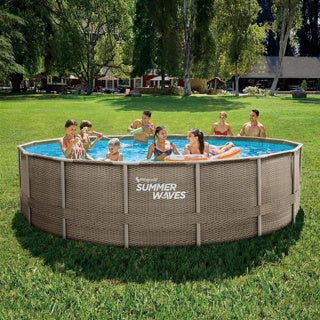 Sommerwellen-Schwimmbecken Elite-Rahmen 488 x 122 cm dunkles Dreifachkorbgeflecht + Sandfilterpumpe