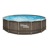 Summer Waves Schwimmbad Elite Rahmen 427 x 107 cm dunkles Doppel-Rattan + Filterpumpe