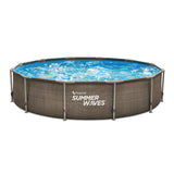 Sommerwellen-Schwimmbecken Aktivrahmen 366 x 76 cm dunkles Doppel-Rattan + Filterpumpe