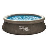 Summer Waves Schwimmbad Schnellset 305 x 76 cm dunkles Doppel-Rattan + Filterpumpe