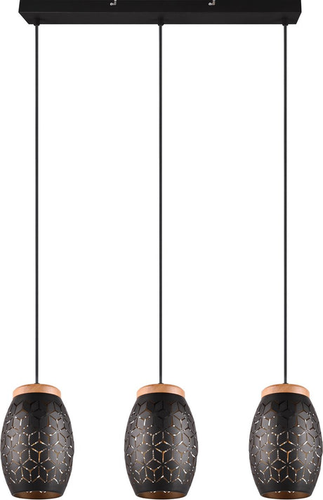 Rl lebe dein Licht Reality Bidar - Hängelampe - Schwarz-Gold - exkl. 3x E27 4W - Fußschalter - schwenkbar
