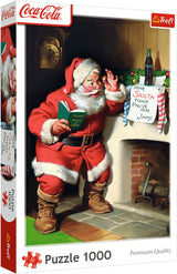 Trefl Puzzle 1000 Teile – Coca-Cola Weihnachtsmann am Kamin – Weihnachtspuzzle.