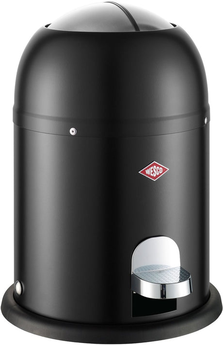Wesco Kosmetikeimer Mini Master in Mattschwarz, pulverbeschichtetes Stahlblech, Fassungsvermögen 6 Liter, Inneneimer aus Kunststoff, Fußpedal