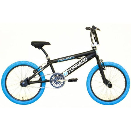 Royal BMX-Fahrrad – Bugatti Tornado Freestyle 20 Zoll – mattschwarz mit blauen Reifen