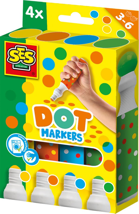 Ses Creative 14600 – Punktmarker für Kinder – Punktkunst machen – 4 xxl Punktstifte – große Punkte machen