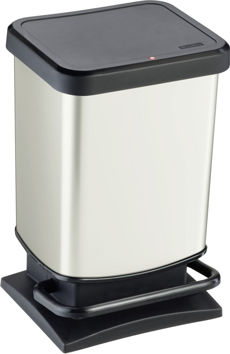 Rotho Paso Treteimer - Abfalleimer 20l - BPA-frei - Weißmetallic