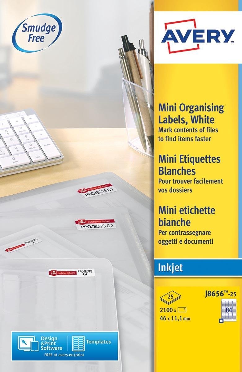 Sans Marque Avery White Mini-Etikett ohne Marke, Tintenstrahl, 46 x 11,1 mm (25)