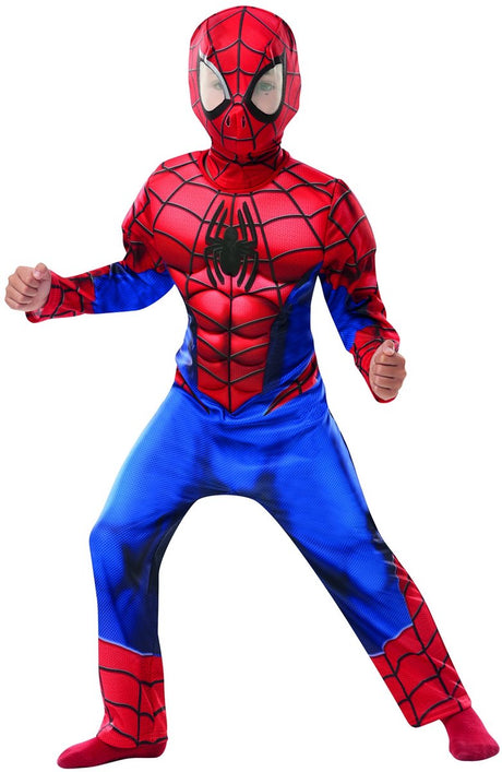 Rubies - Spiderman Kostüm - Spider-Man Deluxe Spiderman Kinderkostüm - Blau, Rot - Größe 104 - Karnevalskleidung - Fasching