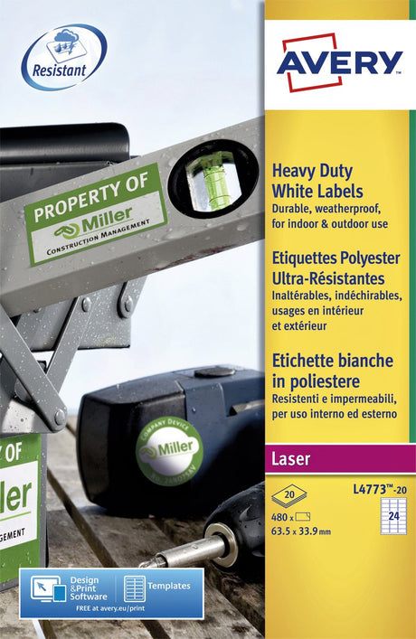 Markenlose Avery-Hochleistungsetiketten ohne Marke – Laser – L4773