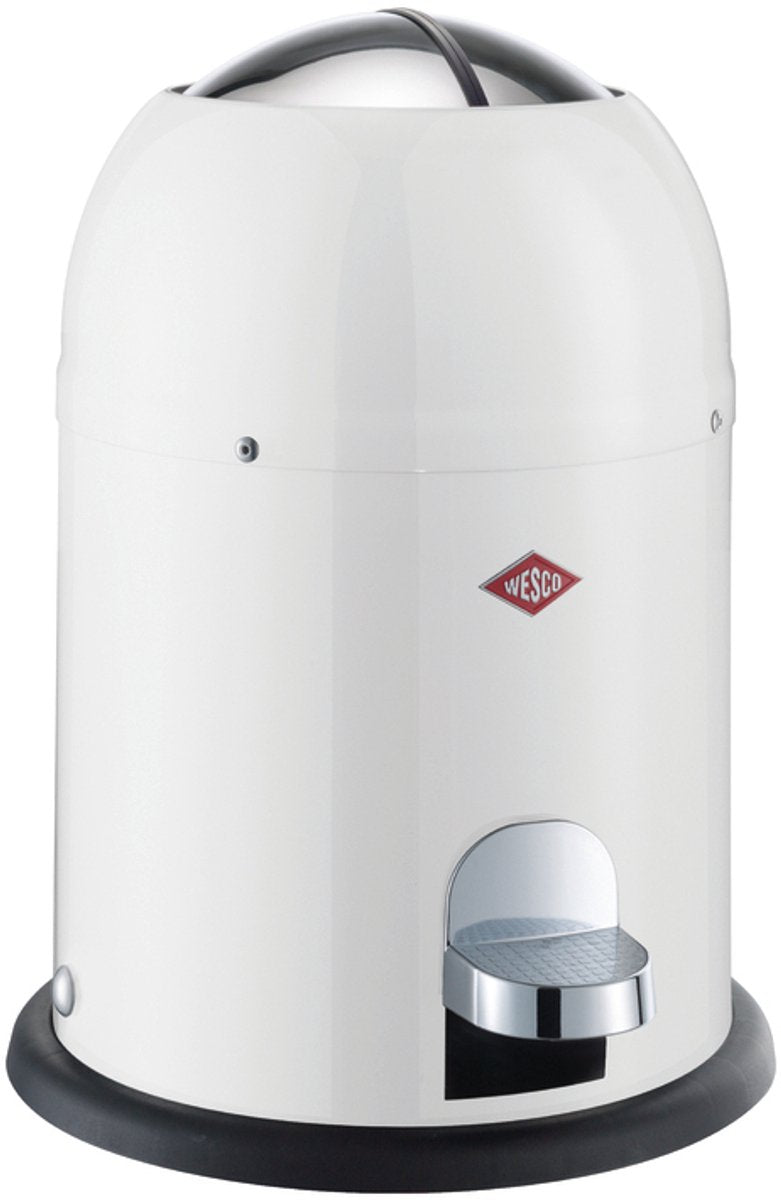 Wesco Kosmetikeimer Mini Master in weiß, pulverbeschichtetes Stahlblech, Fassungsvermögen 6 Liter, Inneneimer aus Kunststoff, Fußpedal