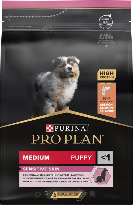 Pro Plan Puppy Medium Sensitive Skin – Trockenfutter für Hunde – Lachs – 3 kg
