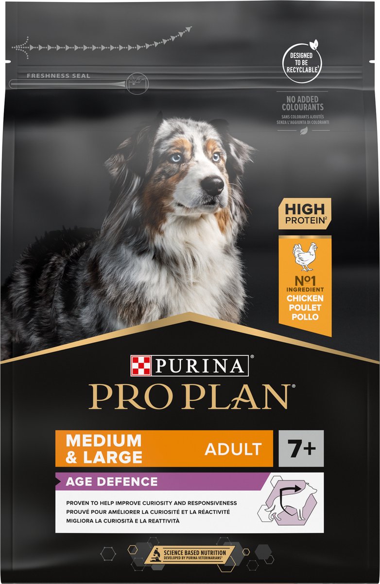 Pro Plan Medium Large Adult 7+ (Senior) Age Defense – Trockenfutter für Hunde – Huhn – 3 kg