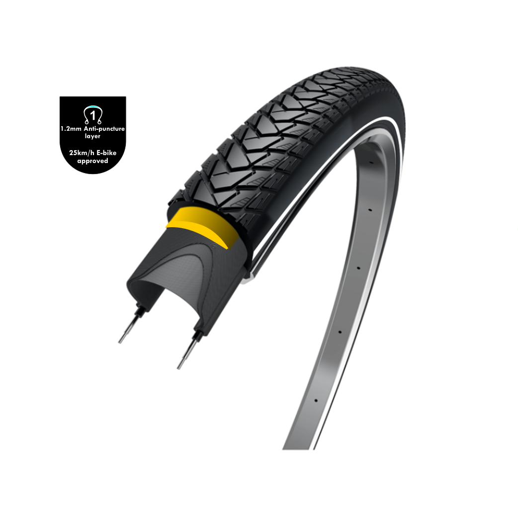 Wolff Traveller (1,2 mm Anti-Leck-Schicht), schwarz mit Reflexion, 28x1.75, Etro 47-622