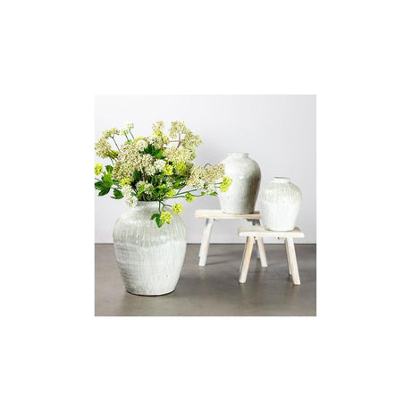 Countryfield vaas gayle aardewerk wit groen 23,5xh30,5cm