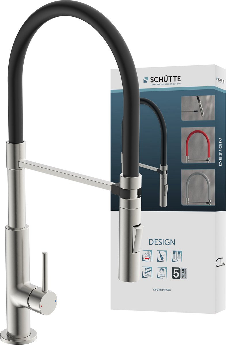 Schütte Design Küchenarmatur - Mischbatterie - Edelstahloptik schwarz - Edelstahloptik rot - Edelstahloptik grau