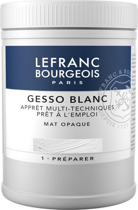 Lefranc Bourgeois Paris Lefranc Bourgeois 300658 weißes Gesso matt – 500 ml | Universalgrundierung für Acryl-Ölfarbe | Leinwand, Holz, Papierstein