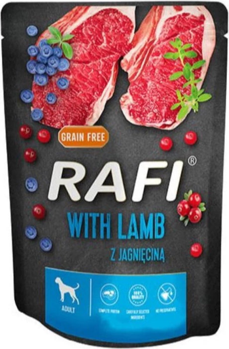 Rafi Adult – Nassfutter für Hunde – Lamm, Blaubeer-Cranberry – getreidefrei – 300 g