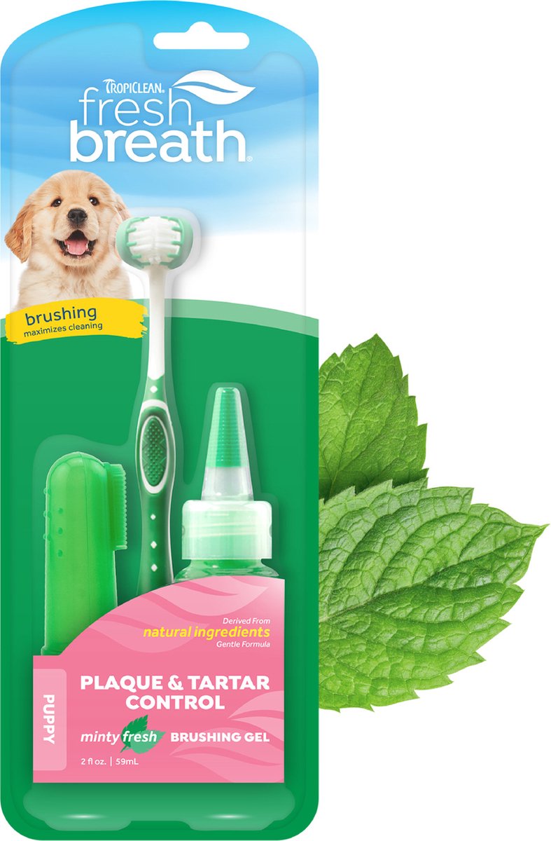 Tropiclean Welpen-Zahngel mit Zahnbürste – Kit für saubere Zähne – 59 ml