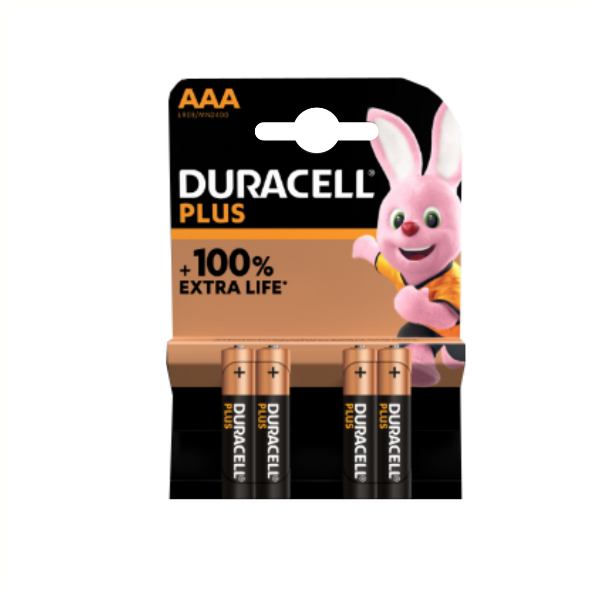 Duracell plus alkalisk batteri AAA pr. 4 stykker orange sort