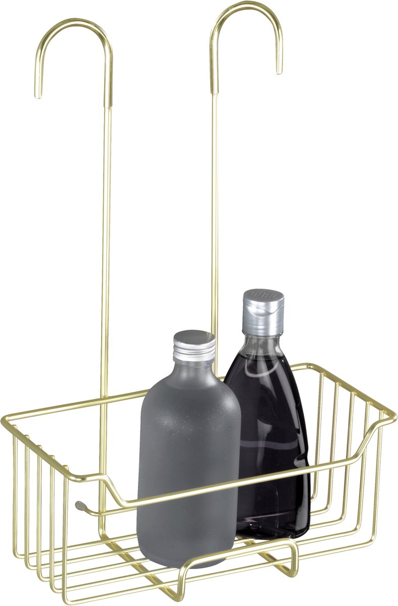 Wenko Duschablage Milo Edelstahl mattgold 25x36cm - ohne Bohren - hängende Duschablage - Duschkorb - hängende Duschablage