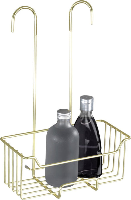 Wenko Duschablage Milo Edelstahl mattgold 25x36cm - ohne Bohren - hängende Duschablage - Duschkorb - hängende Duschablage
