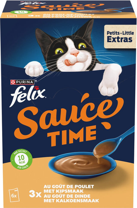 Felix Katzensnack Sauce Time - Huhn Truthahn - 4 x 6x40g
