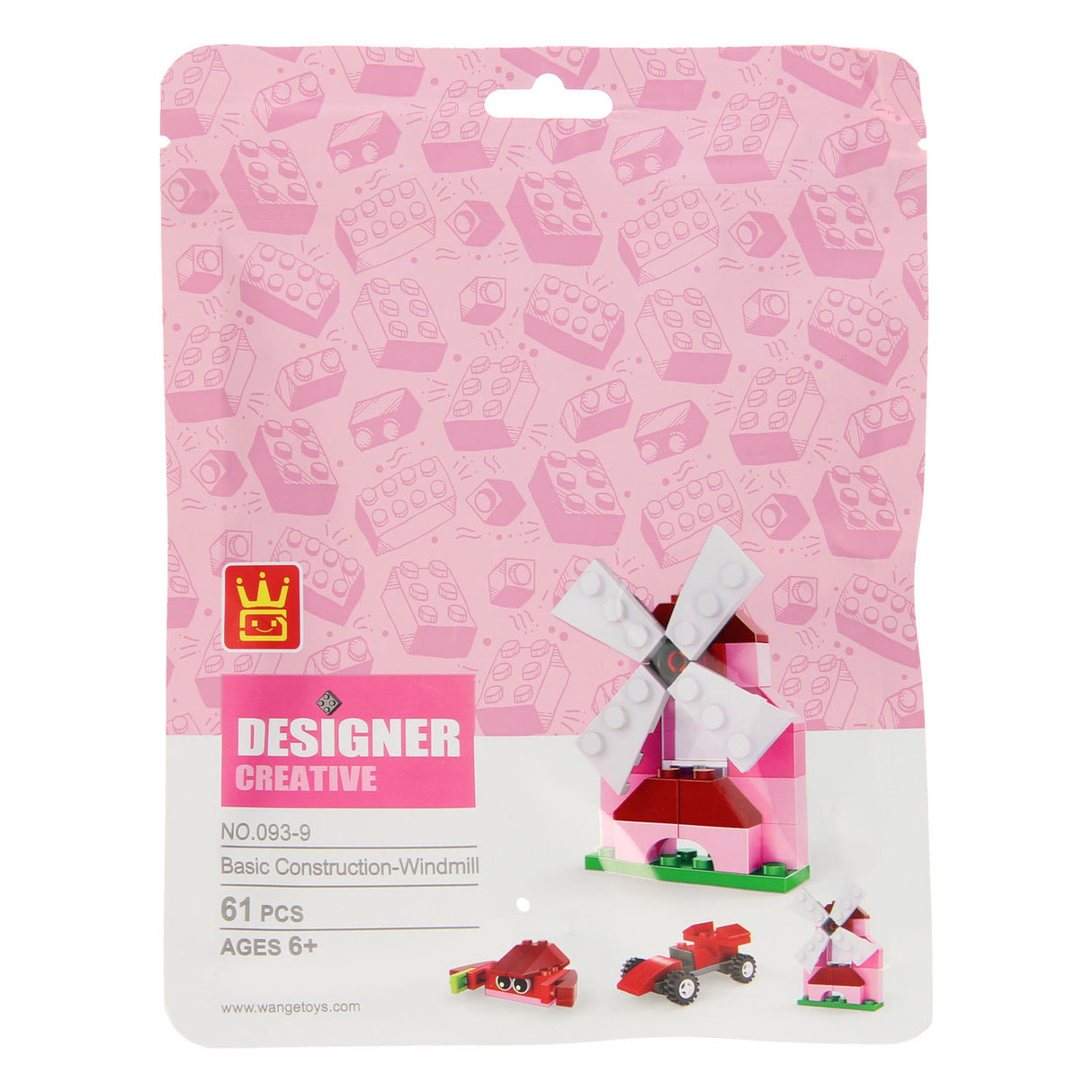 Bausteine ​​3in1 Pink - Windmühle, Krabben, Rennwagen, 61dlg.